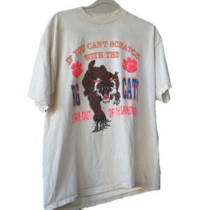 Vtg 80s Belton Big Cats Wildcat T Shirt XL Single Stitch 50/50 Puff Graphic USA